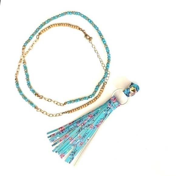 NWT Riah Fashion Leather Tassel Boho Necklace Bracelet - Picture 4 of 8